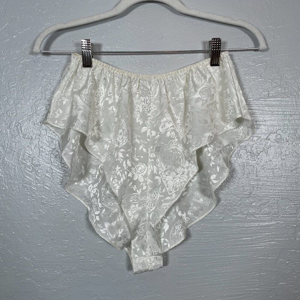 Vintage Victorias Secret Women M White Lingerie Set Gold Label Lace High Leg - Picture 2 of 11